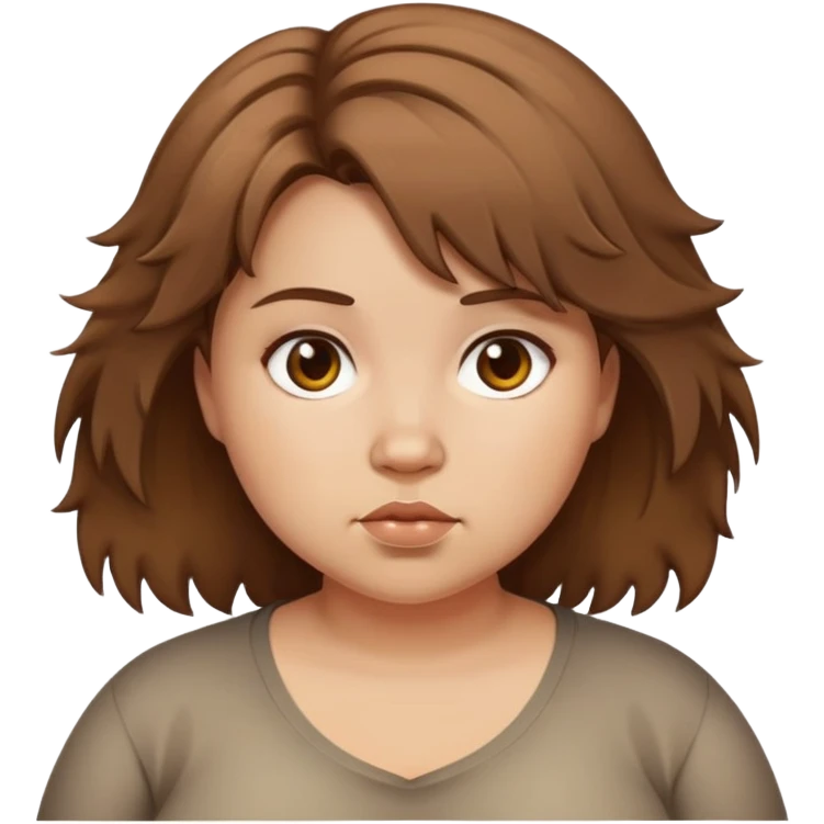 Brown messy hair girl fat  emoji