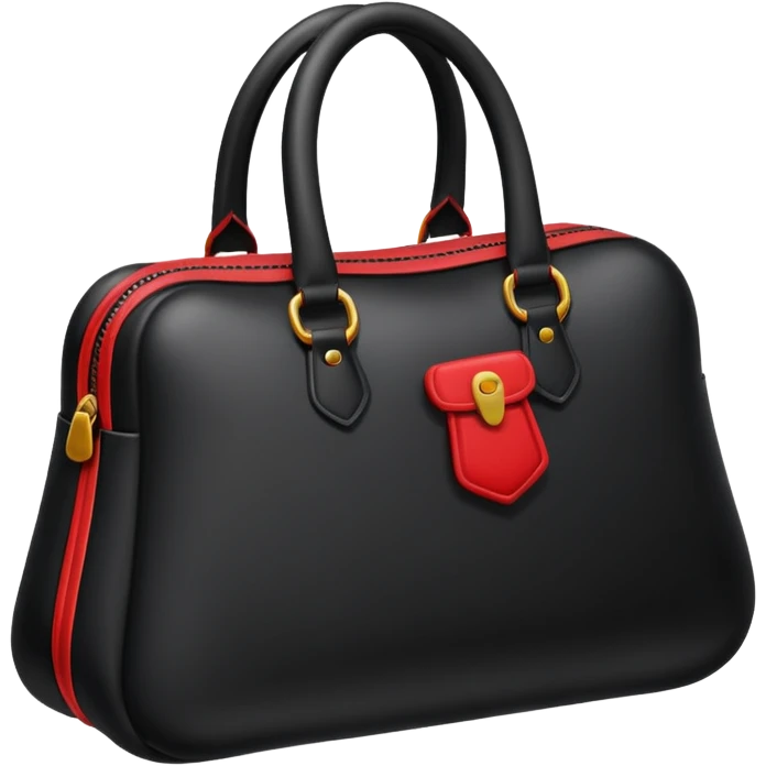 black inflated woman bag with red accent emoji