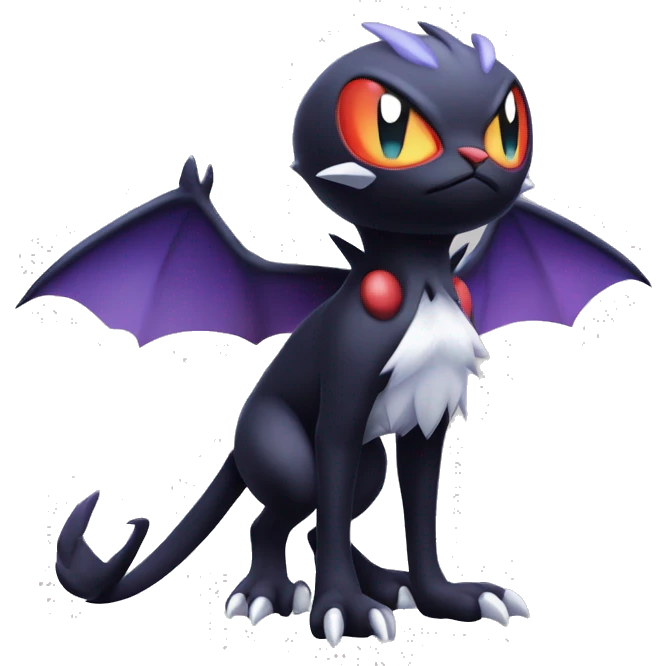 Edgy Cool Kawaii Litten-Noivern-Noibat-Absol-Pokémon Full Body emoji
