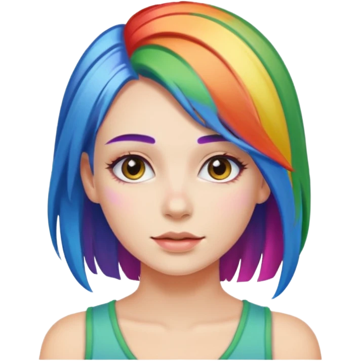 A naked women with rainbow hair emoji