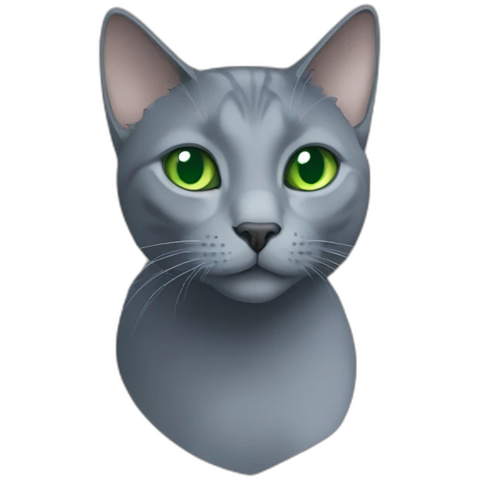 fully grey cat russian blue with round face and green eyes no stripes chunky cat one colour emoji