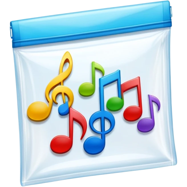 ziplock bag with several colorful music notes inside emoji