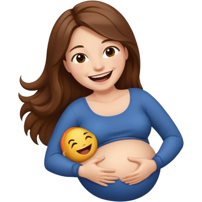 Long brown hair woman laughing so hard that she’s holding her belly emoji
