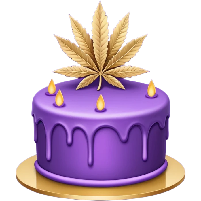 Los Angeles Kush cake in purple and gold emoji