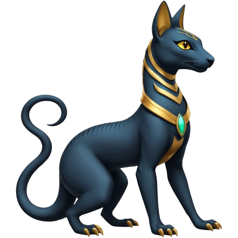 Futuristic Modern Furry Ethereal Beautiful Salandit-Bastet-Anubis-Fakémon-hybrid-creature (full body)  emoji