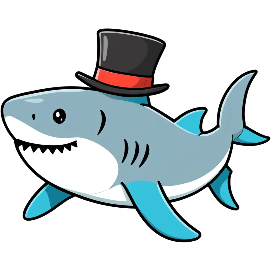 Shark with a top hat emoji