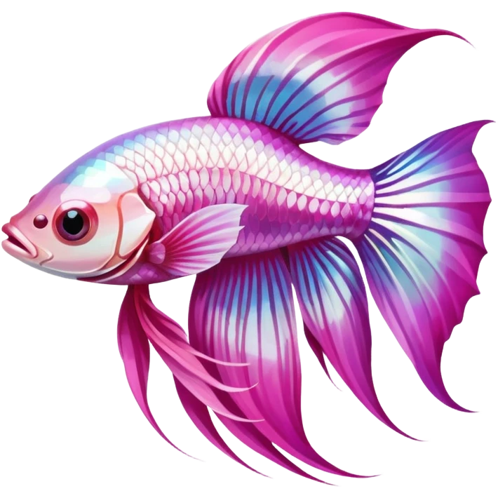 pink and white betta fish swimming upward emoji