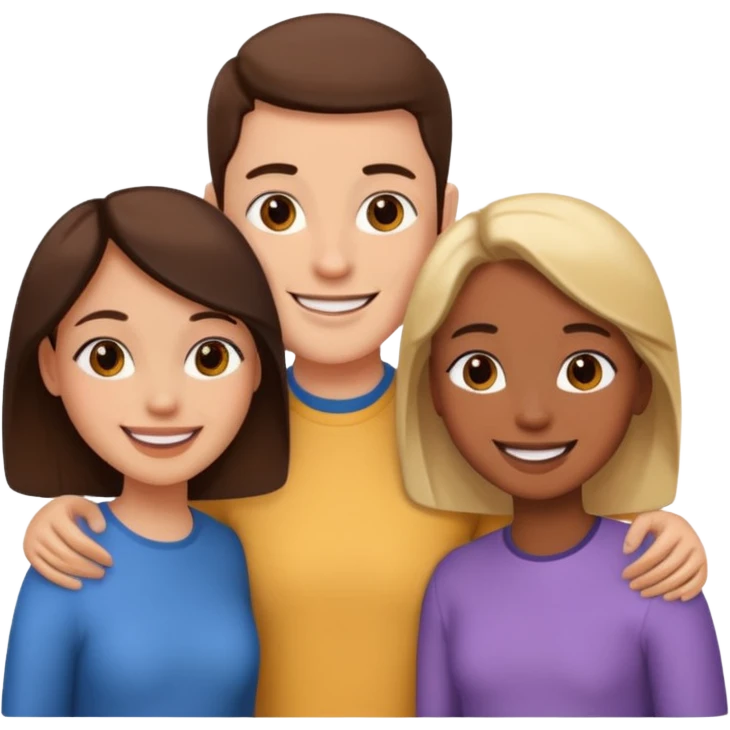 Three friends talking and looking each other emoji