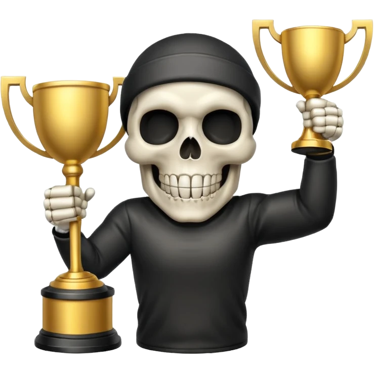 A skull emoji lifting a trophy  emoji