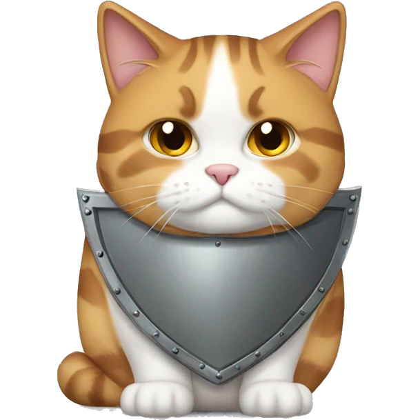 Fat calico cat with a shield  emoji