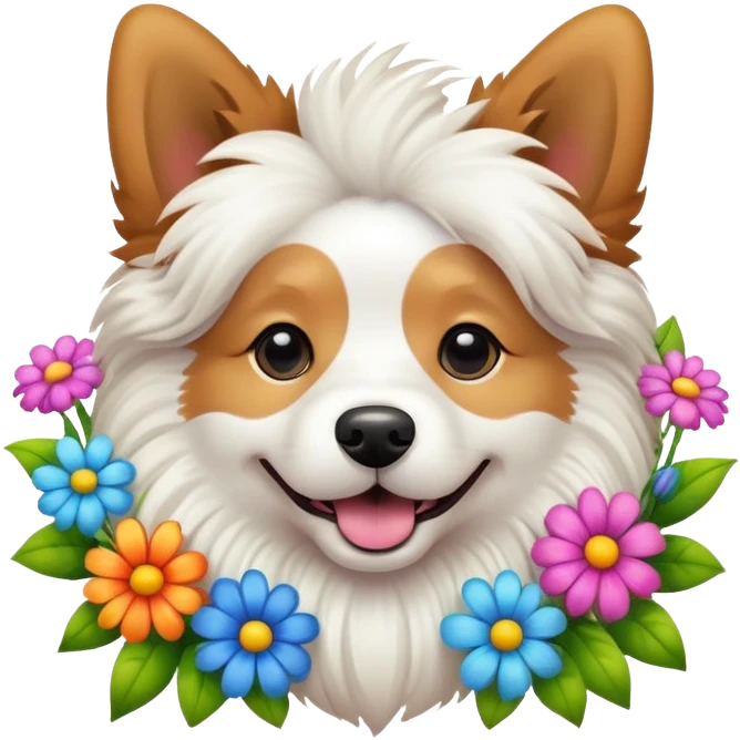 Perro con flores emoji