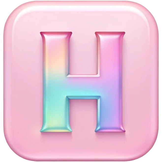 Iridescent pastel pink Font setting icon with letter H emoji