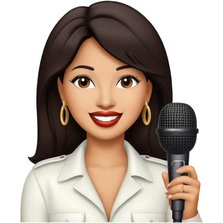 Selena￼ Quintanilla with a microphone emoji