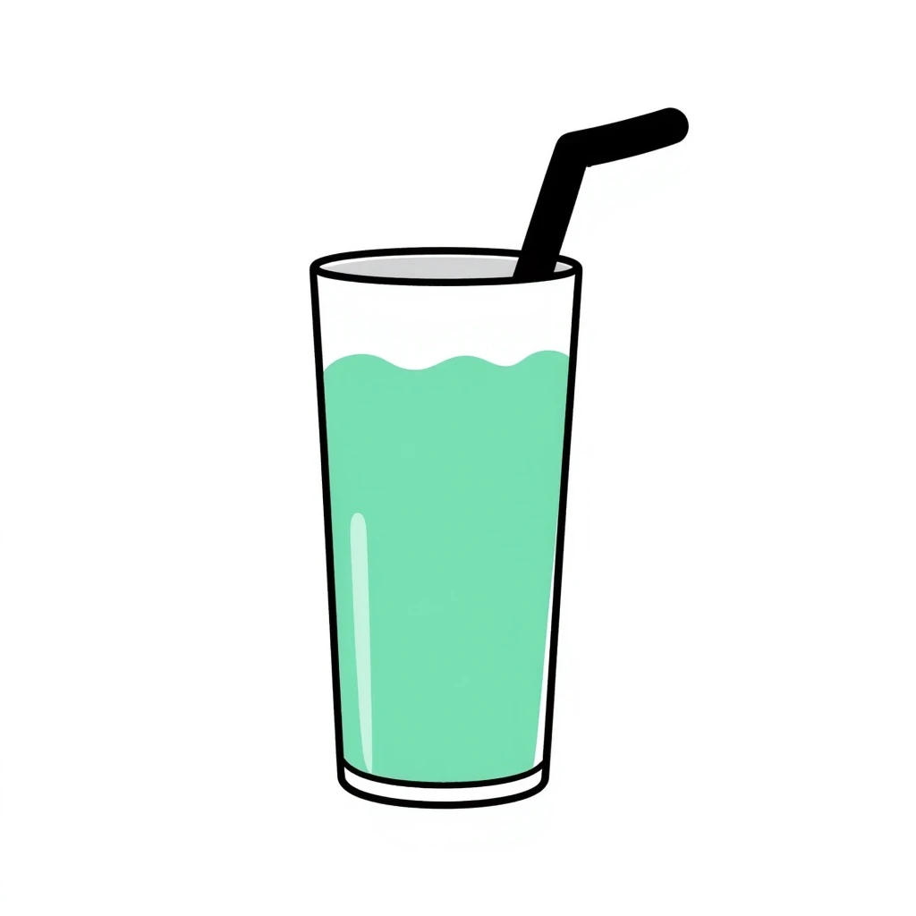 green-blue lemonade, black doodle style emoji