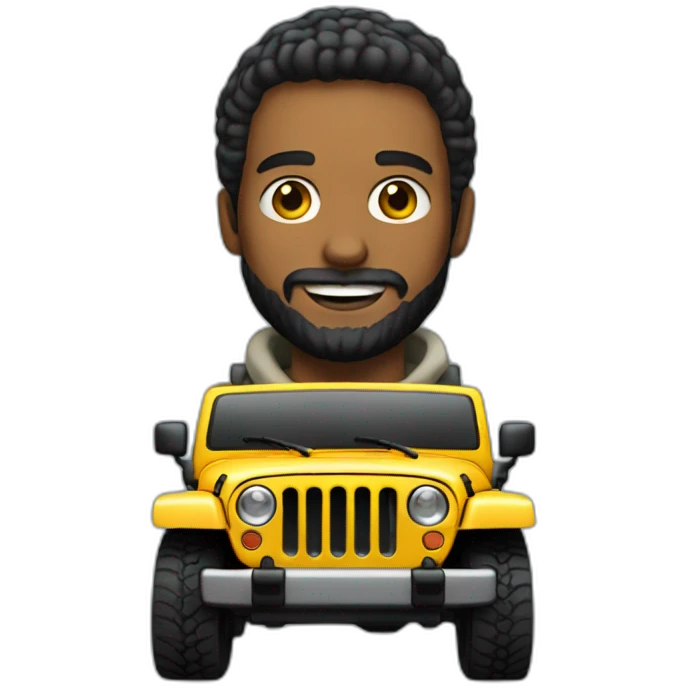 bold man with beard riding Jeep jk emoji
