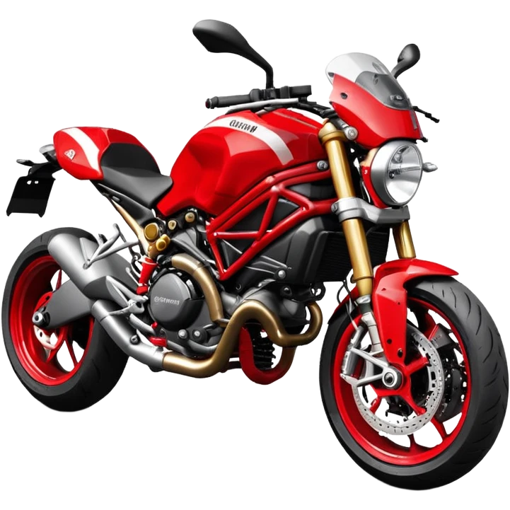 Ducati Monster S4RS motorcycle, red with white stripe, side view, exposed trellis frame emoji