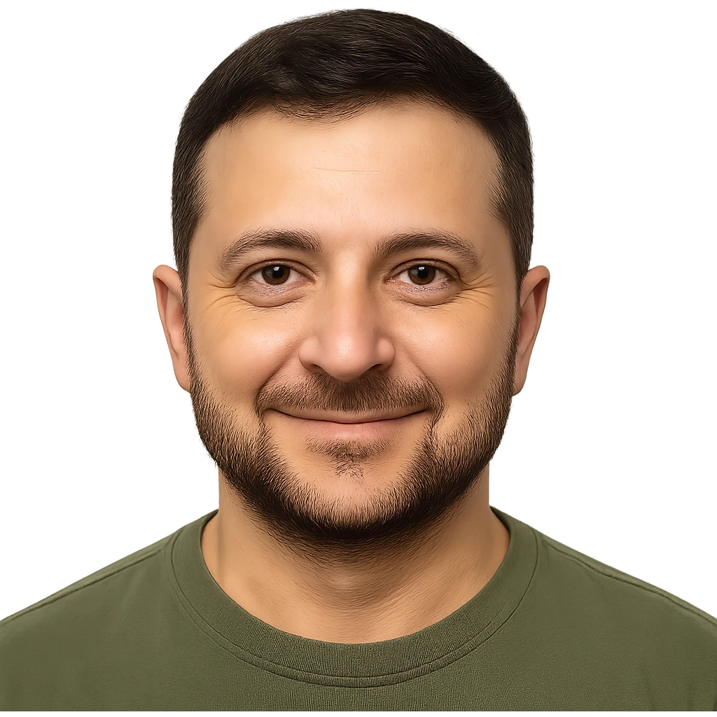 photorealistic emoji style portrait of Vladimir Zelensky with a friendly and approachable look emoji