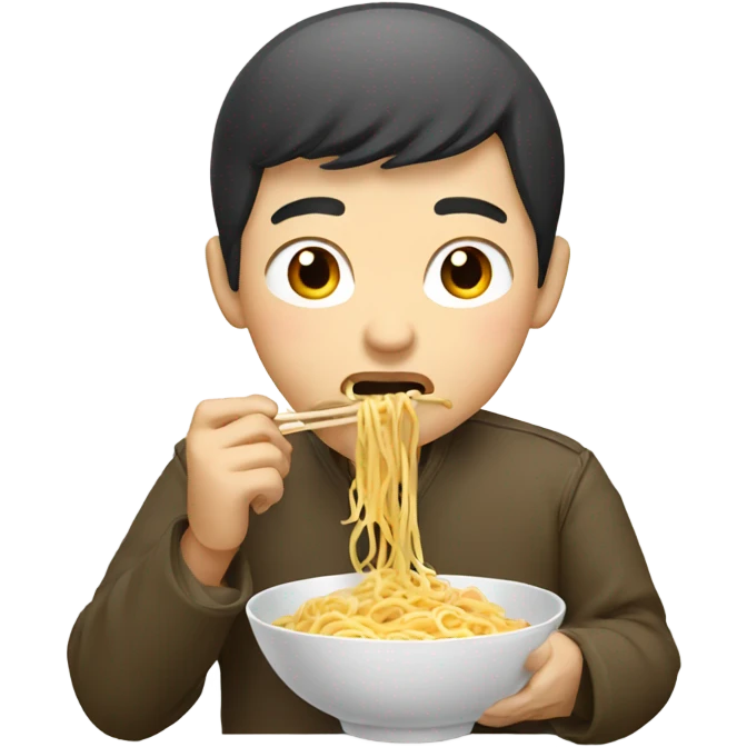 chinese man eating noodles emoji