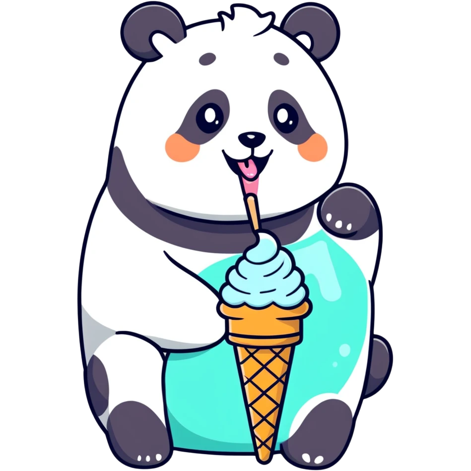 Panda eating ice cream emoji