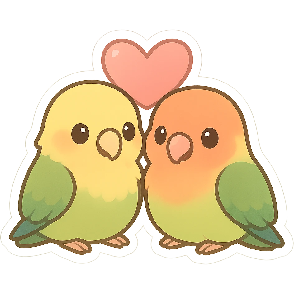lovebirds with a heart emoji