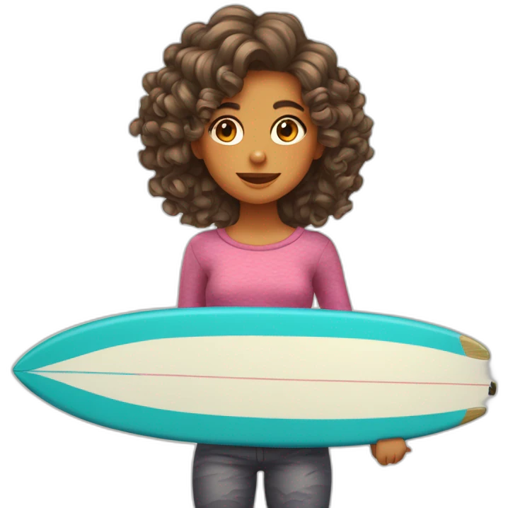 Fille avec des cheveux bouclés qui surf emoji