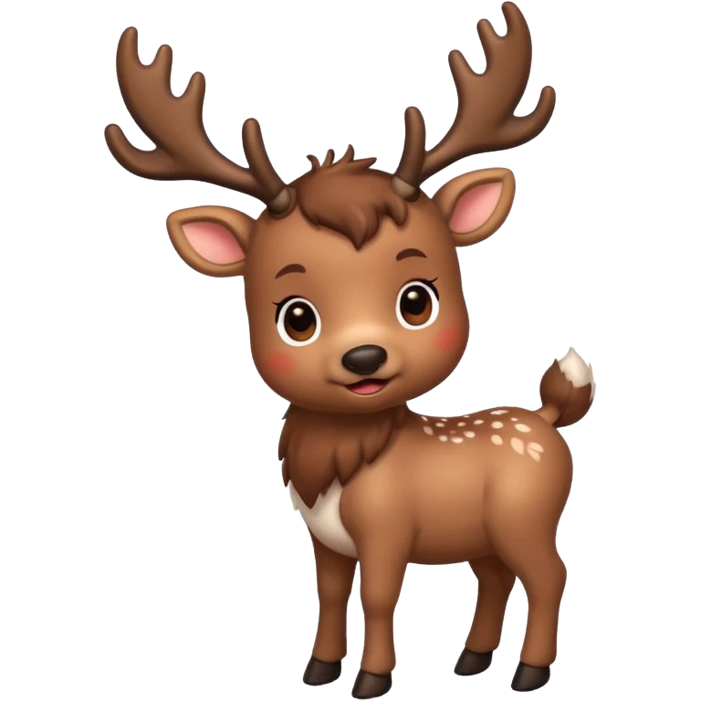 reindeer baby  cute, full body , gifts stuck in horns emoji
