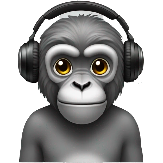 Grey monkey no legs black headphones emoji