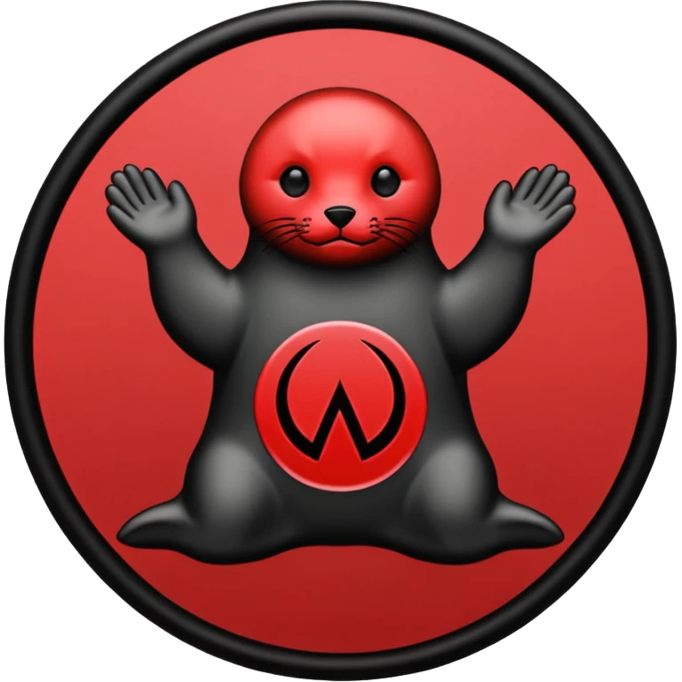 iOS sticker, summoning seal, black circle, red symbol, minimal emoji