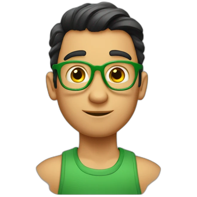imágen al estilo de Disney Pixar de un chico rubio con los ojos verdes oscuros el pelo liso sin gafas emoji