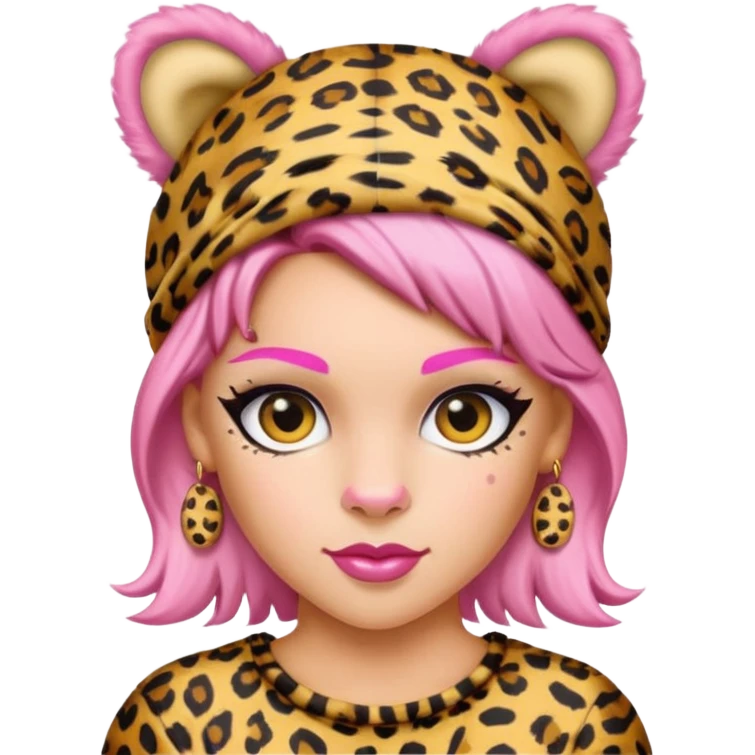 P!nk in leopard costumes with leopard headband emoji