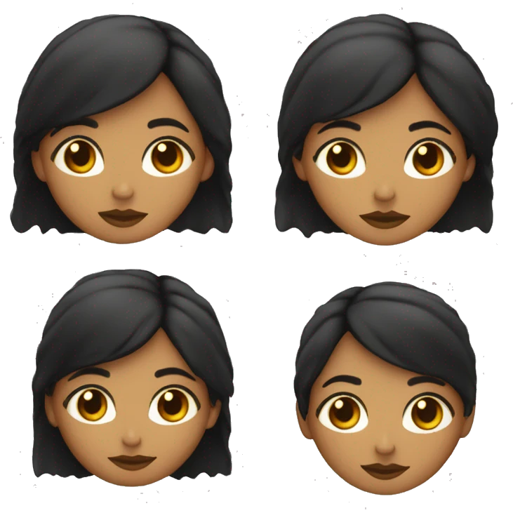 Mujer con pelo negro, media melena, ojos rasgados y piel morena emoji