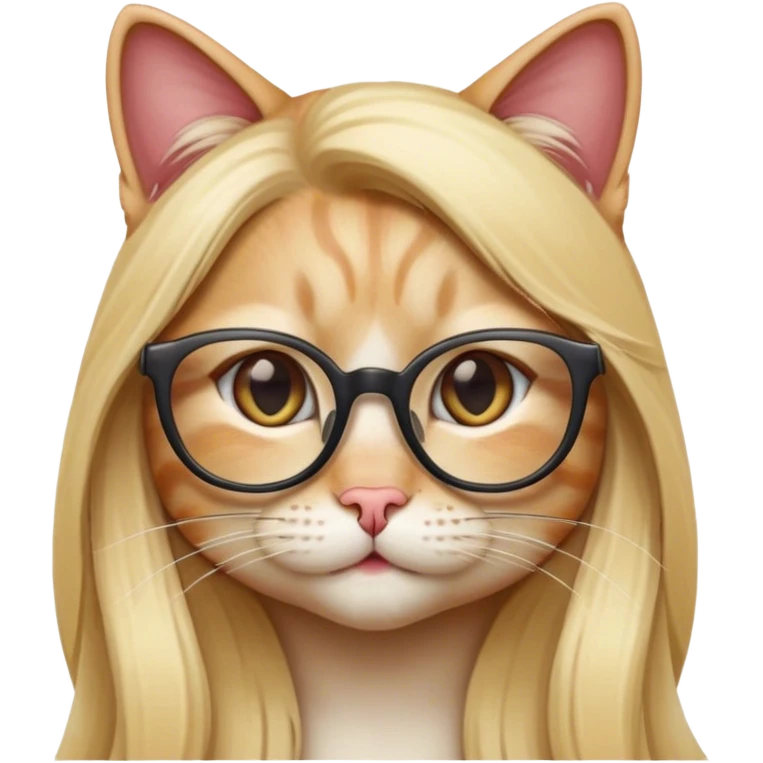 Long Blonde hair female  cat with glasses emoji