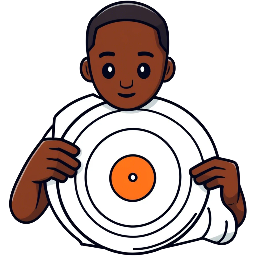 Dark toned emoji hand scratching record album emoji