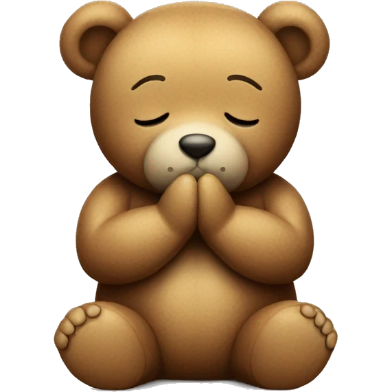 Teddy bear praying with closed eyes emoji