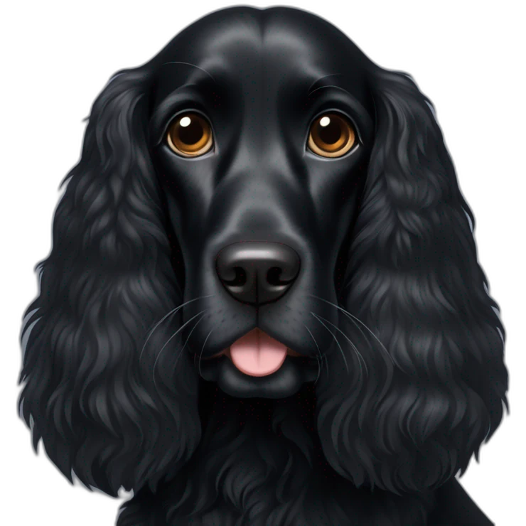Black spaniel furry dog with floppy long ears emoji