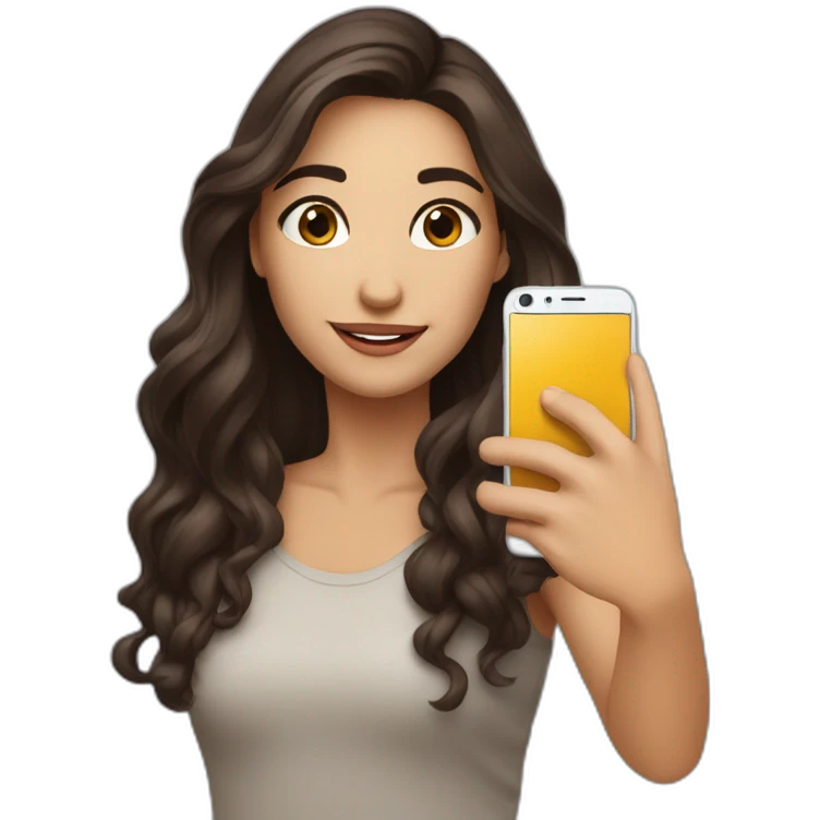 Brune qui se prend en selfie emoji
