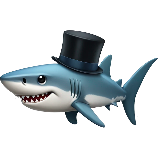 Shark with a top hat emoji