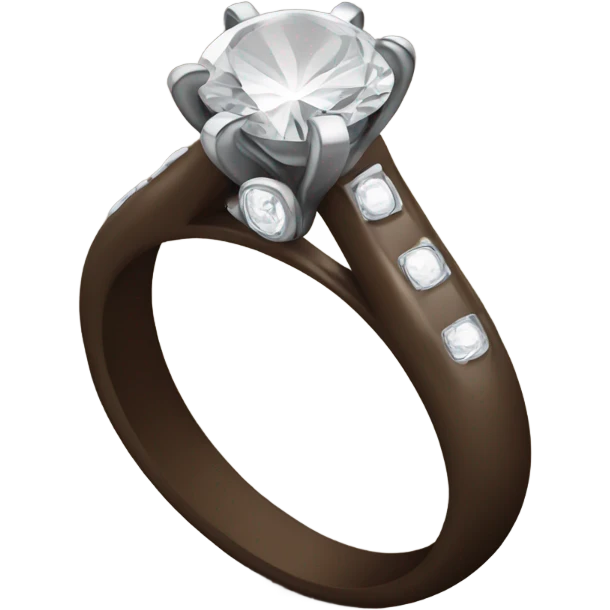 Engagement ring on dark brown hand emoji