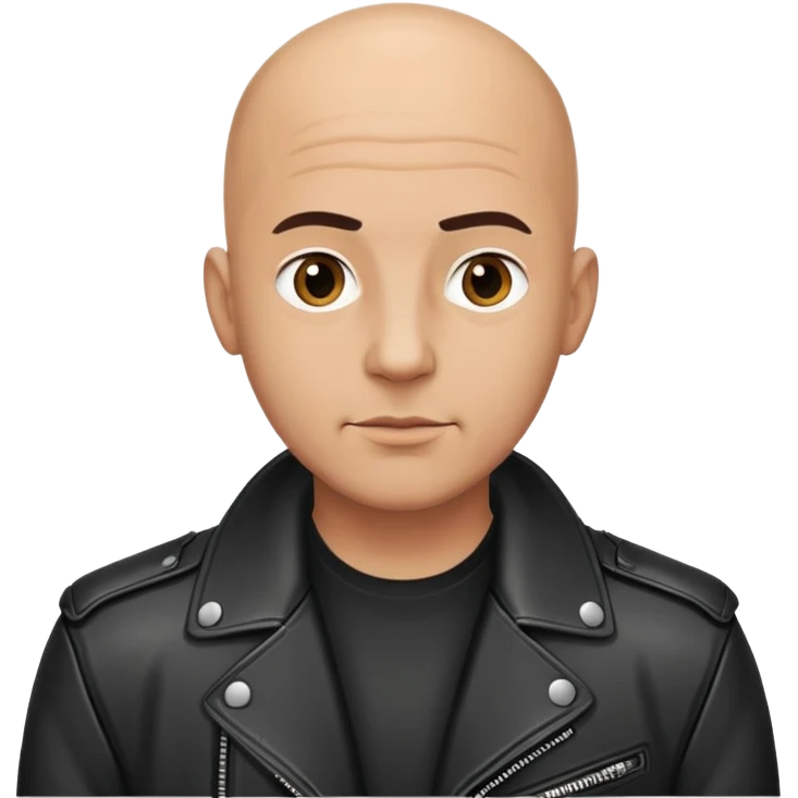 bald man wearing black leather jacket emoji