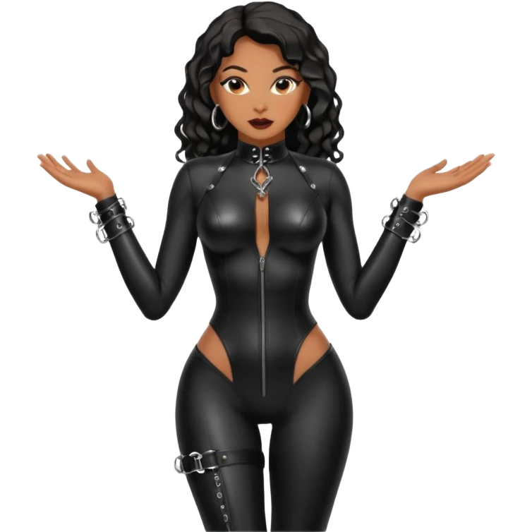 Moi déesse Ladynamit dominatrice cuire et latex noir sexy black métisse emoji
