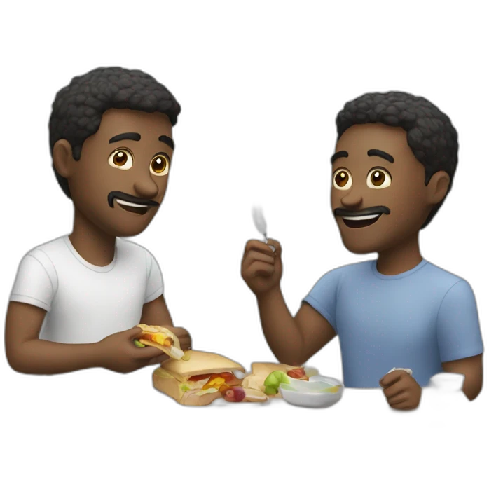 Two friends man eat lunch emoji