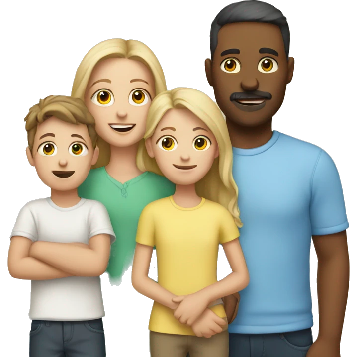 white Family with 3 kids : 1 girl and 2 boys emoji