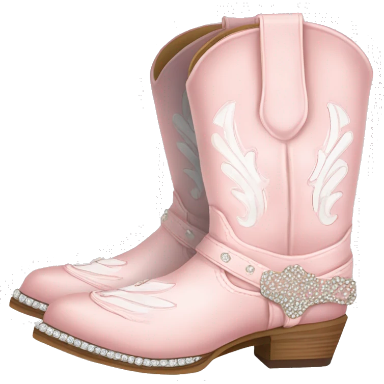 Light pink and white lined cowgirl boots with rhinestones  emoji