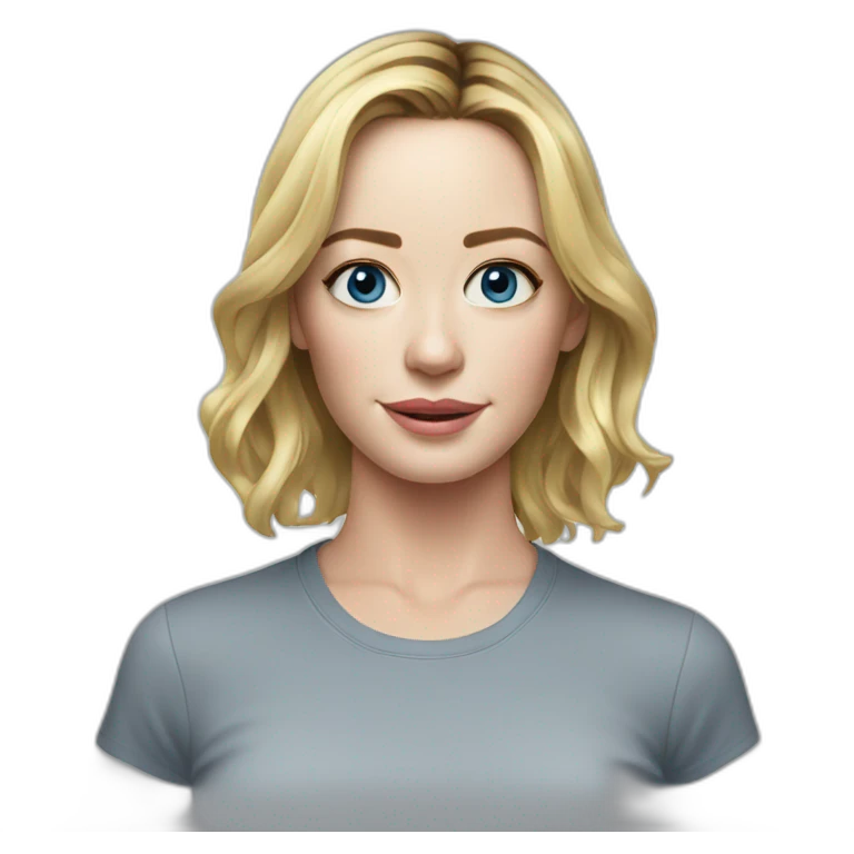 blonde Emily blunt wearing tee emoji