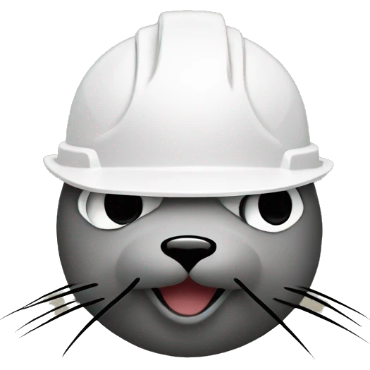 Seal with hard hat and chaiin wth symbol emoji