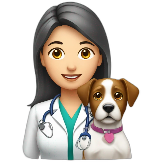 Mujer veterinaria con perro emoji