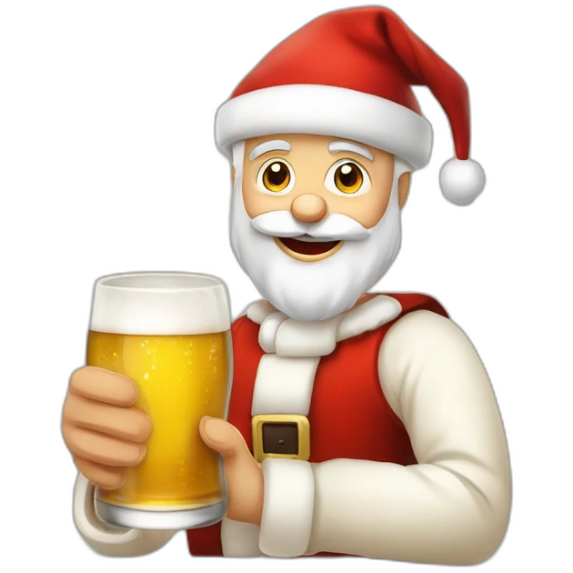 Père Noël qui offre un verre de bière à un enfant comme cadeau emoji