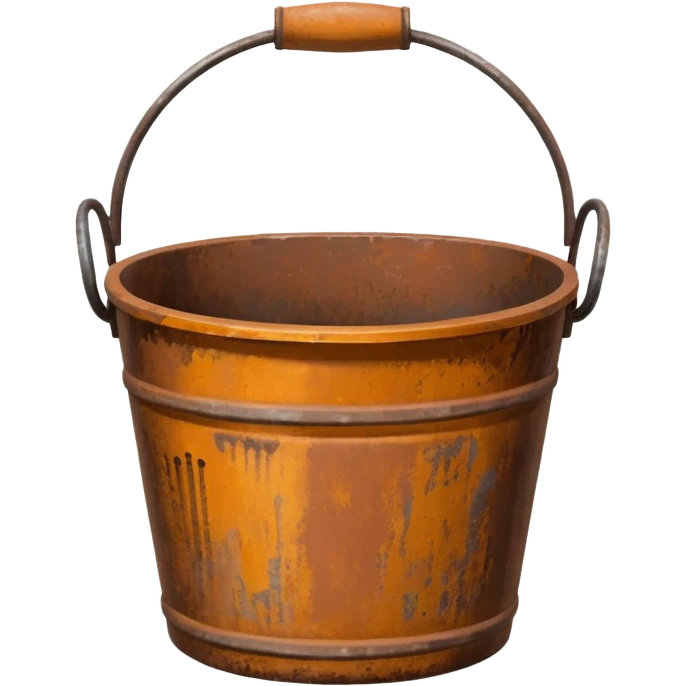 Rusty metal bucket with handle.




















 emoji