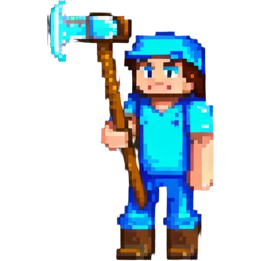 Minecraft Steve mining with pickaxe emoji