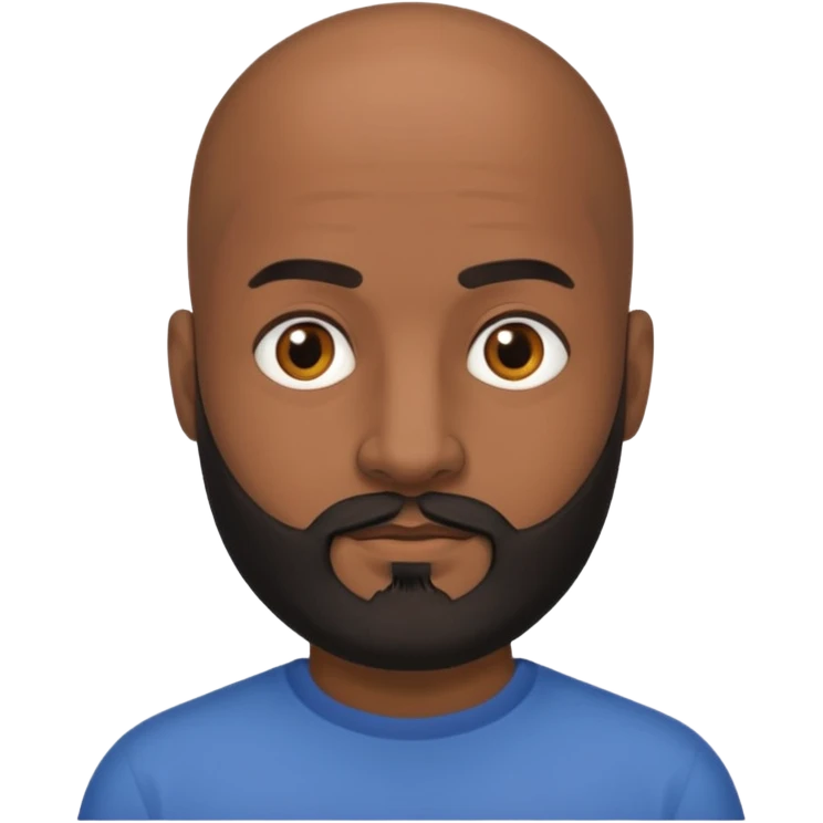 Dark Medium skin bald man with medium black beard emoji